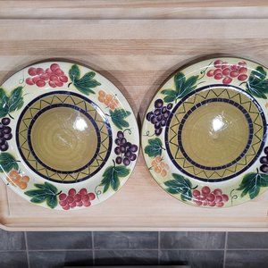 Two Vintage 222 Fifth Vineyard Grape 11" Dinner Plates